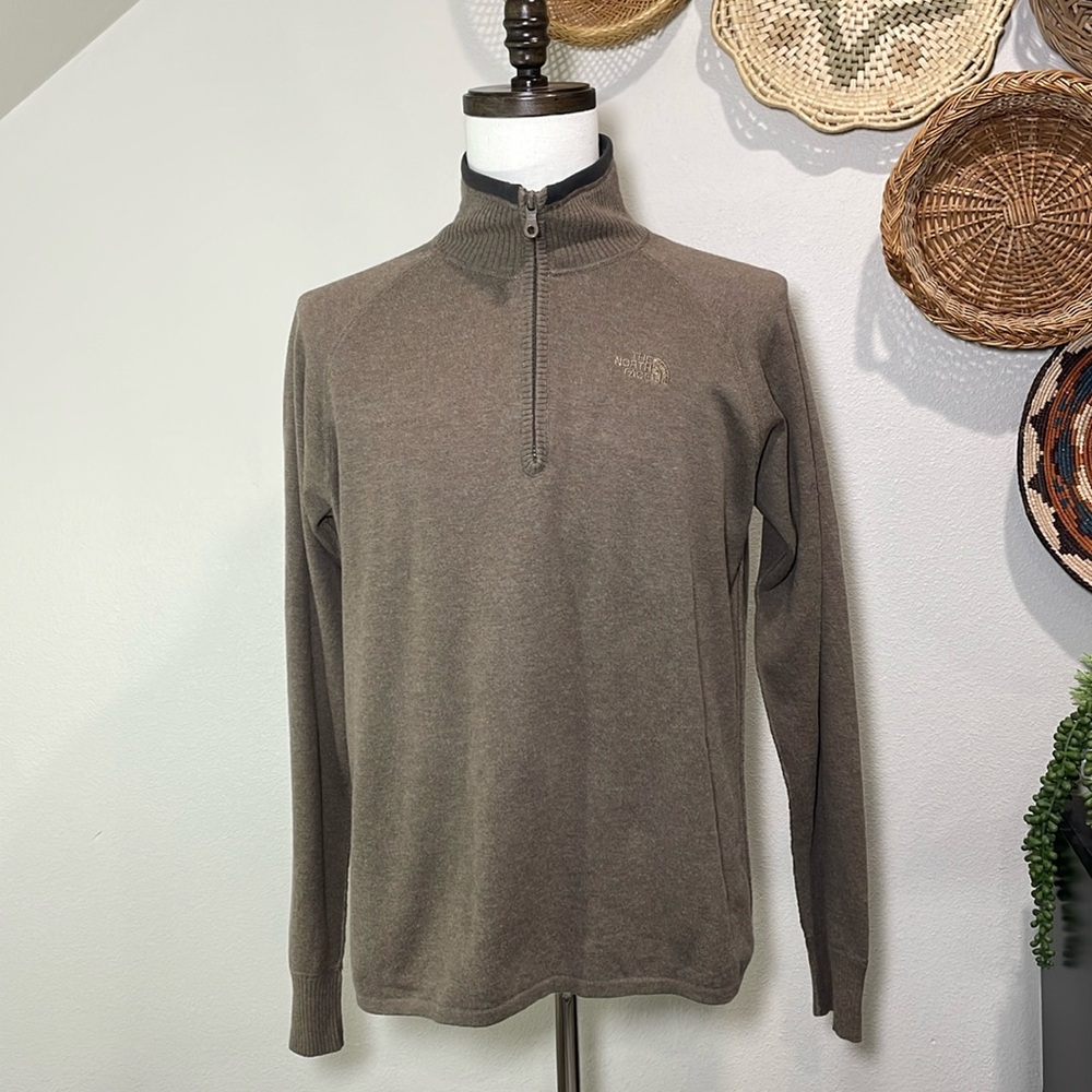 Men's The North Face Wool Blend 1/4 Zip Top Sweater Long Sleeve Shirt Medium